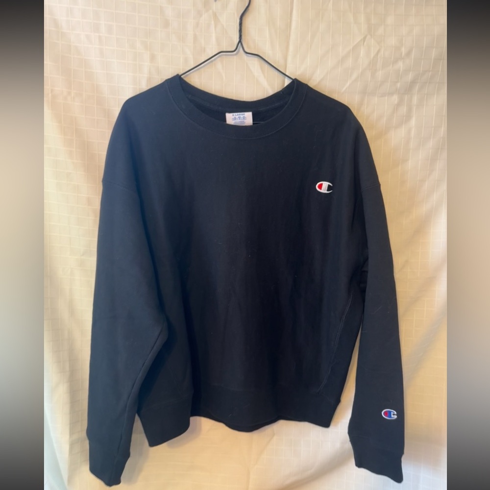 Champion Crew Neck Sweatshirt Men's Size XL Power Blend Large Black Cotton